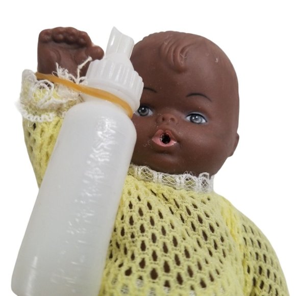 Vintage Doll Lovables in Packaging Hong Kong Vinyl African American with Bottle - Picture 4 of 12